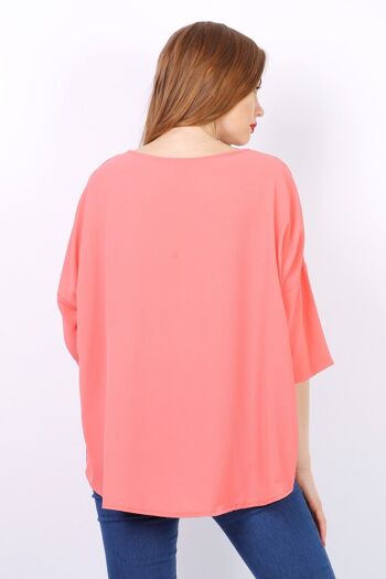 Top EXAMPLE manches mi longue Corail   Rose 3