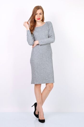 Robe uni mi longue GEORGIA gris clair   Gris clair 1