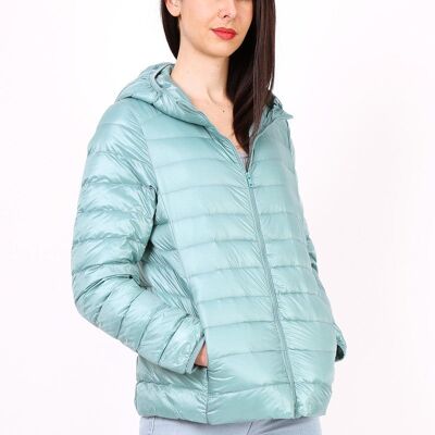 Leichte Daunenjacke mit Kapuze MACMAX LANA Fuschia VERT_D_EAU