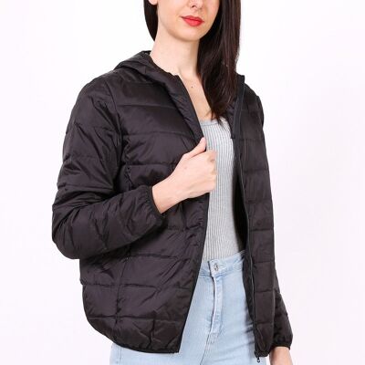 Lightweight hooded down jacket MACMAX LANA Fuschia Black