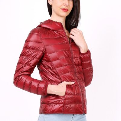 Lightweight hooded down jacket MACMAX LANA Water green Burgundy