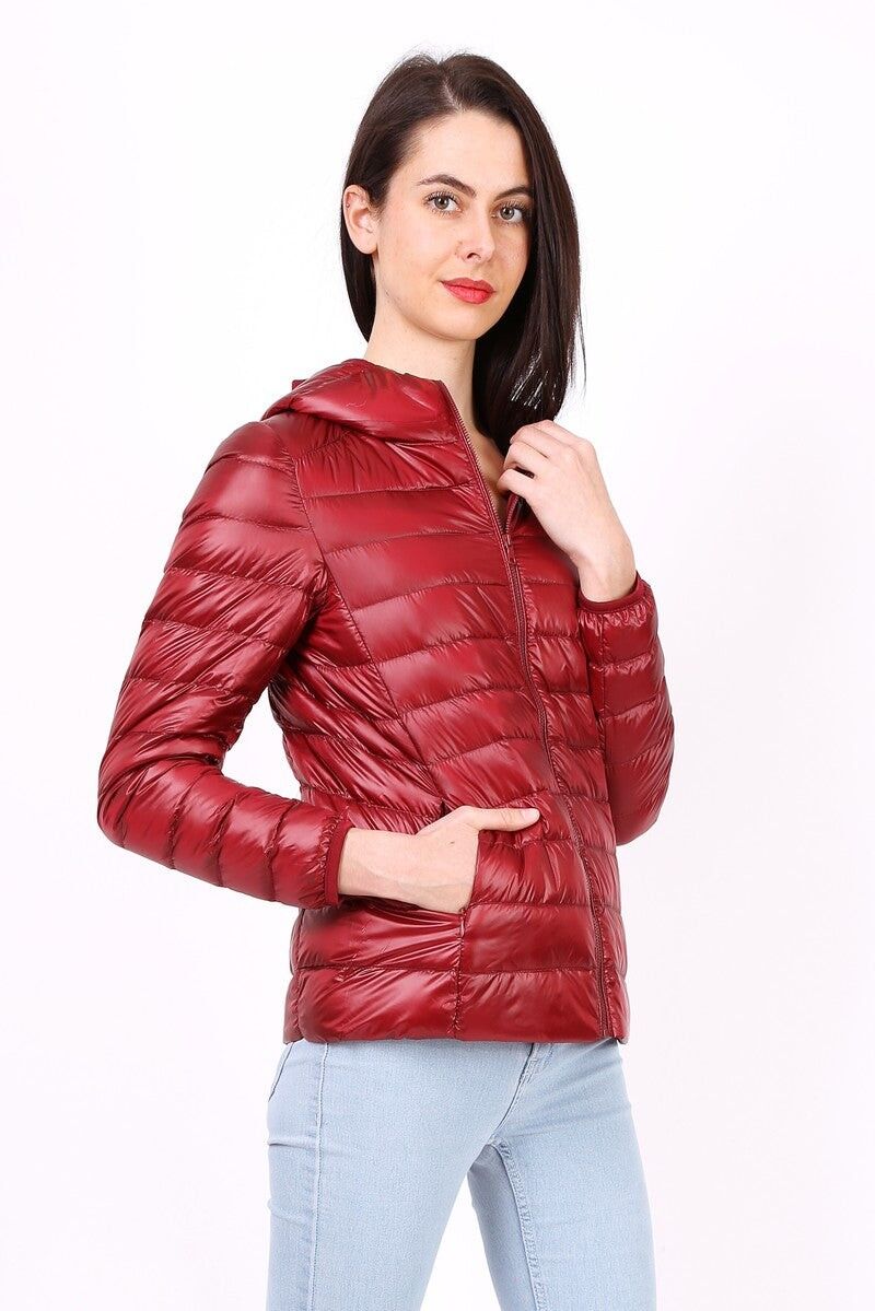 Roya down puffer jacket clearance with leather