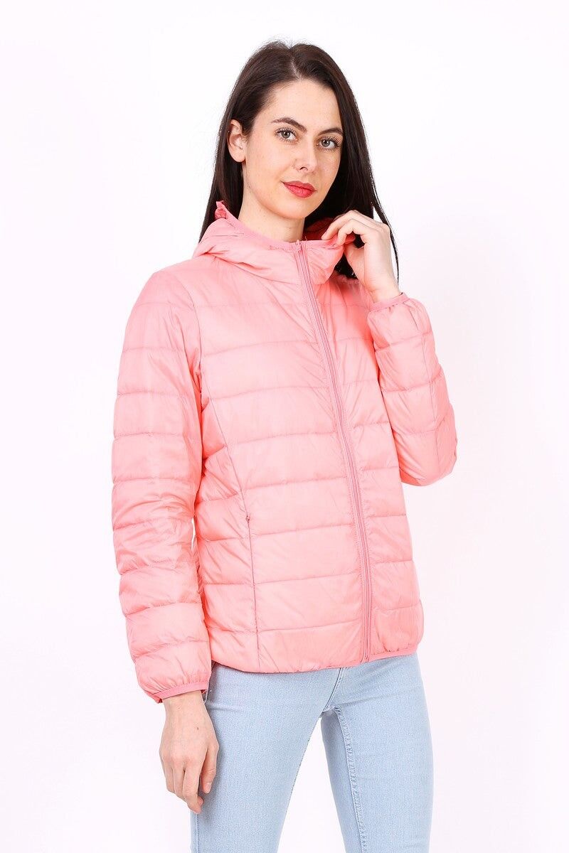 Doudoune noir cheap capuche rose