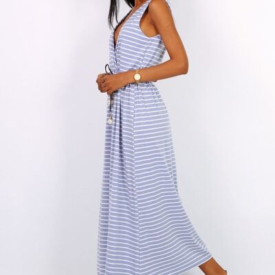 Long sky blue sailor dress EMILLA Blue