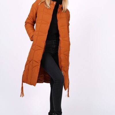 CAMILLA Knee Length Coat Black Orange