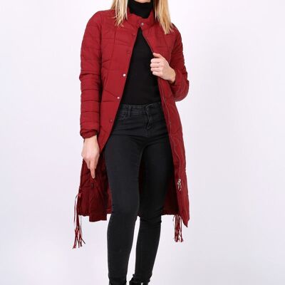 Manteau longueur au genou CAMILLA noir   Rouge