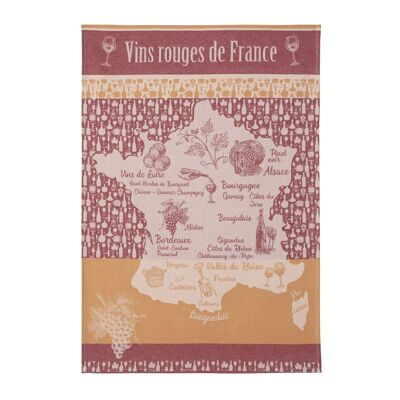 Tea towel - RED WINES OF FRANCE 50 x 75 cm