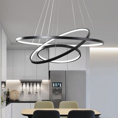 Plafoniera LED Waves 3 anelli Lampada da soffitto moderna chic nera sala da pranzo soggiorno cucina