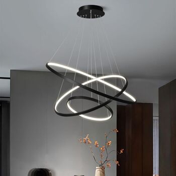 Plafonnier LED Waves 3 anneaux Noir lampe plafond moderne chic salle à manger salon cuisine 2