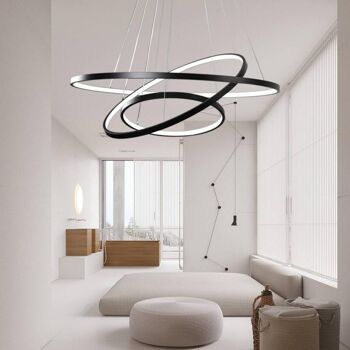 Plafonnier LED Waves 3 anneaux Noir lampe plafond moderne chic salle à manger salon cuisine 3