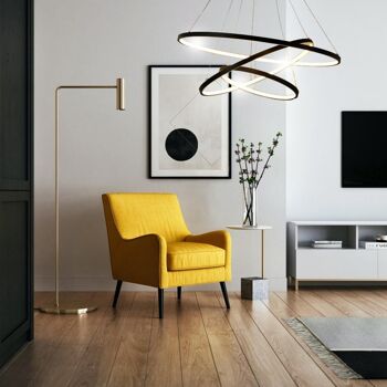 Plafonnier LED Waves 3 anneaux Noir lampe plafond moderne chic salle à manger salon cuisine 4