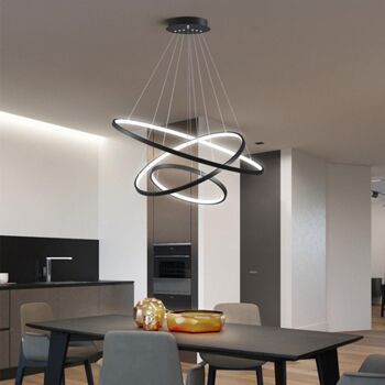 Plafonnier LED Waves 3 anneaux Noir lampe plafond moderne chic salle à manger salon cuisine 5