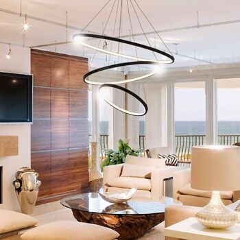 Plafonnier LED Waves 3 anneaux Noir lampe plafond moderne chic salle à manger salon cuisine 6
