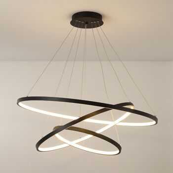 Plafonnier LED Waves 3 anneaux Noir lampe plafond moderne chic salle à manger salon cuisine 9