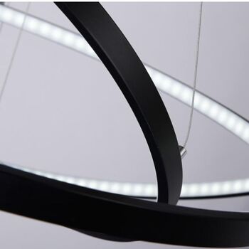 Plafonnier LED Waves 3 anneaux Noir lampe plafond moderne chic salle à manger salon cuisine 10