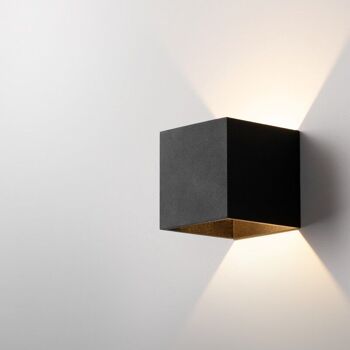 Applique murale Cube LED Noir lampe carré mur moderne extérieur et intérieur 2