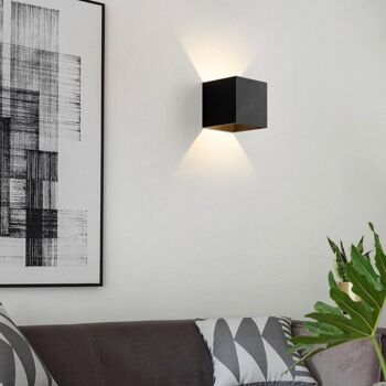 Applique murale Cube LED Noir lampe carré mur moderne extérieur et intérieur 3