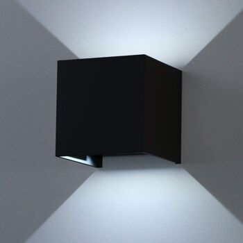 Applique murale Cube LED Noir lampe carré mur moderne extérieur et intérieur 9