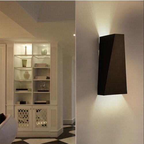 Applique murale Geometric LED Noir lampe rectangle mur Intérieur Extérieur