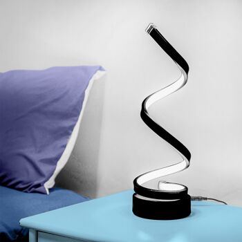 Lampe à poser Spiral LED Noir bureau table de nuit 9