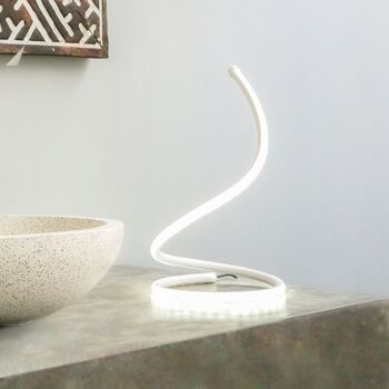 Lampe à poser Curve LED Blanc rond bureau chambre table de nuit design 2