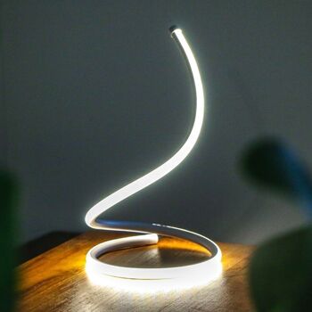 Lampe à poser Curve LED Blanc rond bureau chambre table de nuit design 4