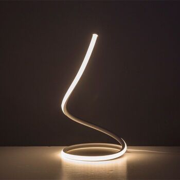 Lampe à poser Curve LED Blanc rond bureau chambre table de nuit design 5