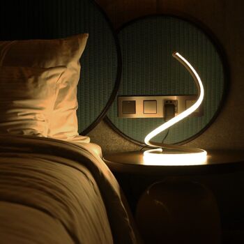 Lampe à poser Curve LED Blanc rond bureau chambre table de nuit design 7