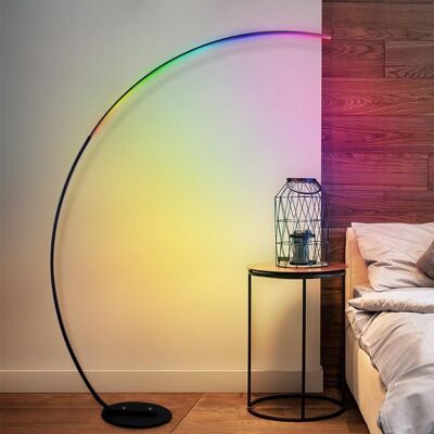 Lampada da terra Arc RGB per soggiorno con telecomando multicolore