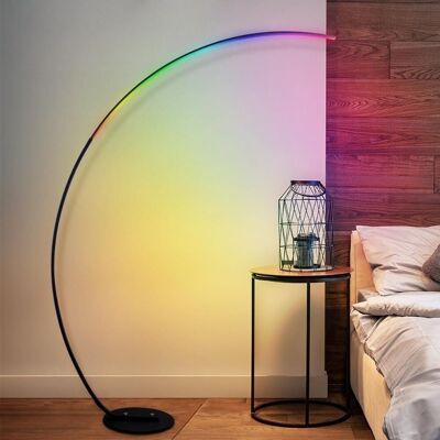 Lámpara de pie Arc RGB para salón mando a distancia multicolor