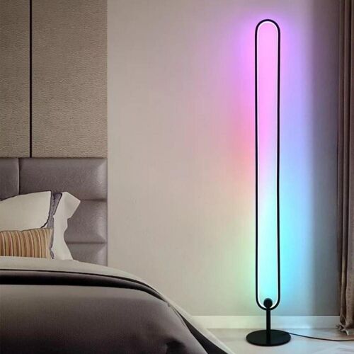 Lampadaire Long Scoop RGB lampe ovale multicolor controlable moderne