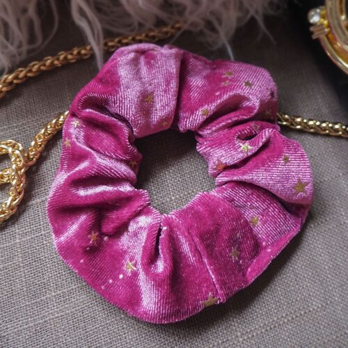 Stella Velvet Star Hair Scrunchie - Magenta