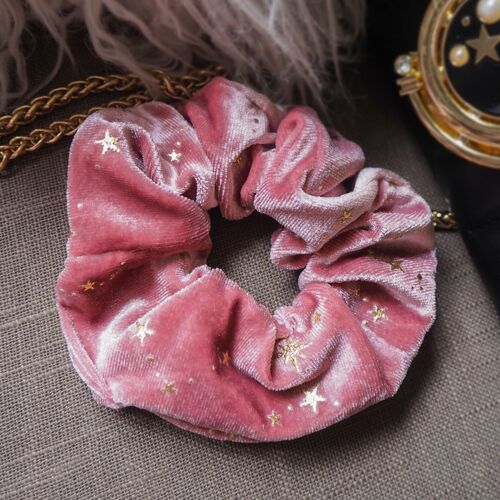 Stella Velvet Star Hair Scrunchie - Pink