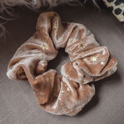 Stella Velvet Star Hair Scrunchie - Caramel