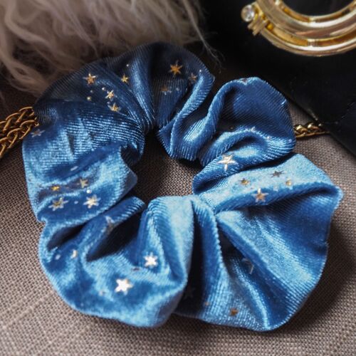 Stella Velvet Star Hair Scrunchie - Blue