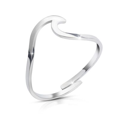 Verstellbarer Wave Ring - Silber