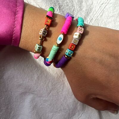 Colorful Beaded Bracelets, Name Bracelet, Summer Bracelets, Initial Jewelry, Gift for Her, Made in Greece.