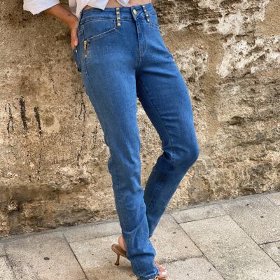 Jeans Mujer con detalle Cremallera y Tachuelas