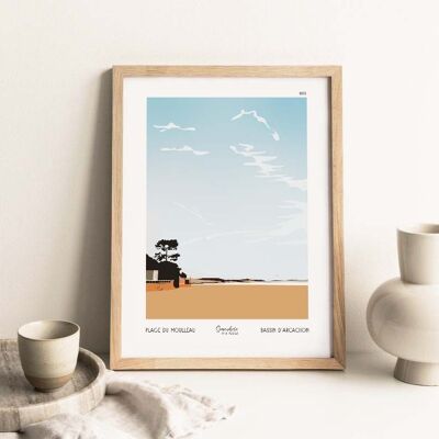 Illustrated poster 003. Moulleau beach 21cm x 29.7cm
