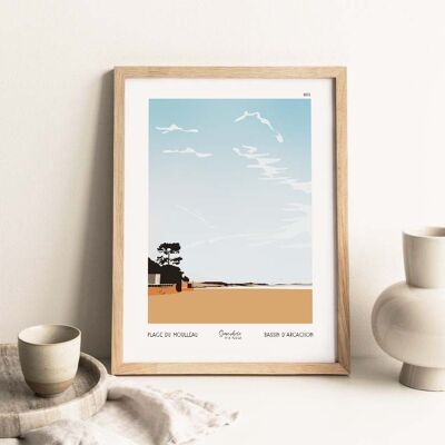 Poster illustrato 003. Moulleau beach 30cm x 40cm