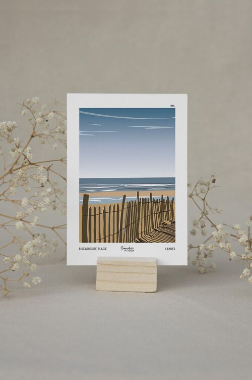 Carte postale illustrée 004.Plage de Biscarrosse