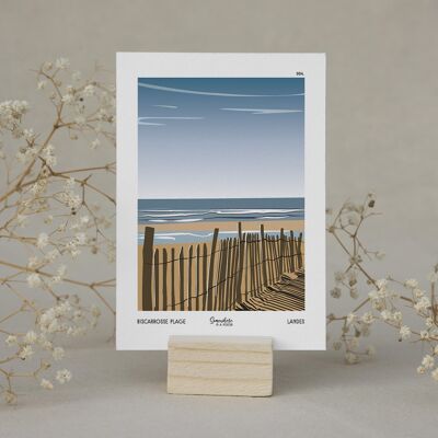 Illustrated postcard 004. Biscarrosse beach