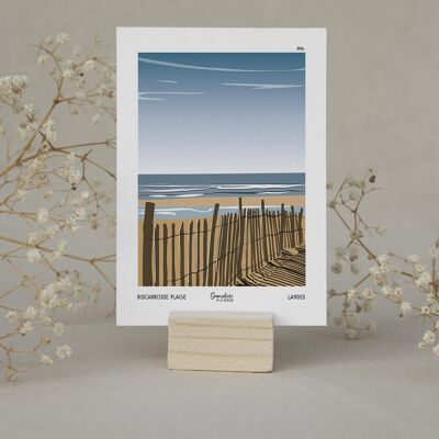 Illustrated postcard 004. Biscarrosse beach