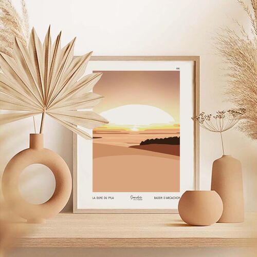 Affiche illustrée 010.Dune du Pyla 30cm x 40cm