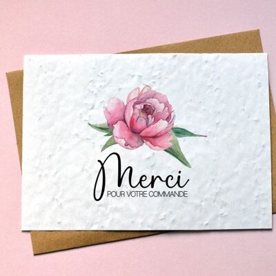 Plantable card Thank you for your order - Peony