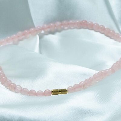Rose quartz pearl necklace, different sizes
