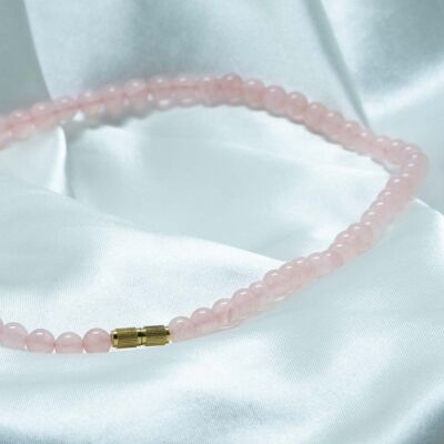 Collar de perlas de cuarzo rosa, diferentes tamaños