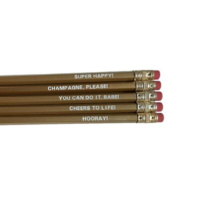 Set di matite "HOORAY", 5 pz., Oro