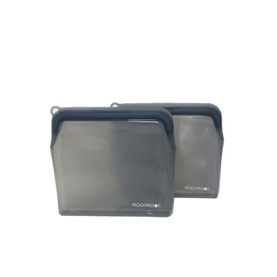 Sacs alimentaires en silicone - Grands sacs en silicone gris - Lot de 2.