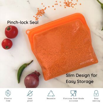 Sachets alimentaires en silicone - Grande pochette en silicone orange Lot de 2 4